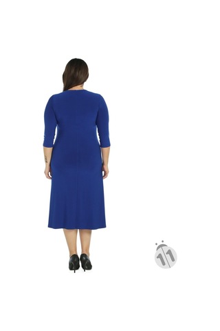4089Sx-Nidya Moda Büyük Beden Sandy Elbise Saks Mavi