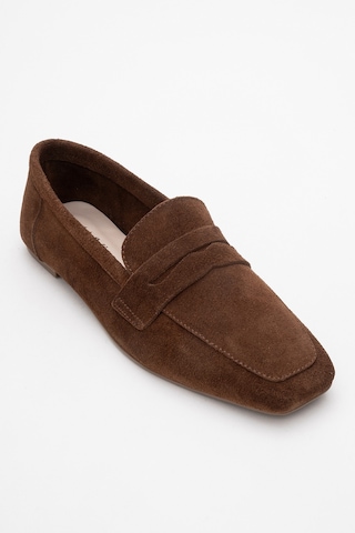 Luvishoes Luvi Shoes Rubra Kahverengi Süet Hakiki Deri Kadın Loafer Ayakkabı Kahve Süet