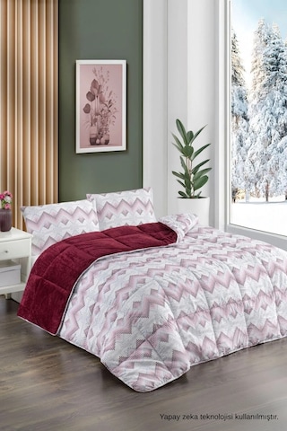 Renkli Desenli Tek Kişilik Yorgan Peluş Çift Taraflı Yastık Kılıflı Çarşafsız 04