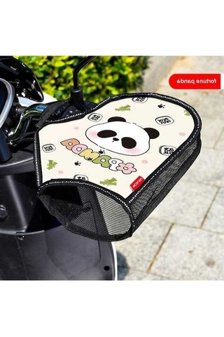 Fortunelane Motorsiklet İçin Yazlık Uv Koruma, Su Geçirmez Isı Yalıtım El Kollukları Şans Panda Desenli, Tek Beden