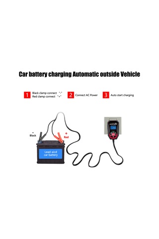 Fosenze 6v-12v Akü Şarj Cihazı 2a, 8 Aşamalı Koruma, Lcd Ekranlı, Akü Aktivasyon, Avrupa Şarjı Kurşun-asit Akü İçin