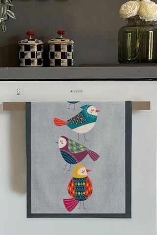 Gri Papağan Desenli Fırın Mutfak Havlusu 30x50cm Açık Bej