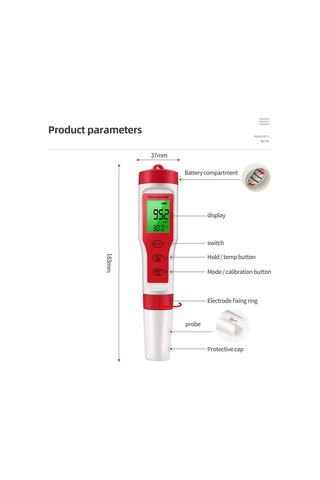Dinosaurs 4'ü 1 Arada Dijital Su Kalitesi Test Cihazı Ph/tds/ec/sıcaklık Ölçer