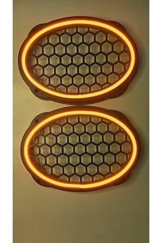 Hoparlör Kapağı Oval 20 Cm Ledli 2'li Takım - Turuncu