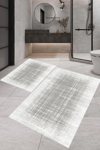 Eliana Home Dijital Baskı 2'li Banyo Paspas Takımı Lna5-fnl306 100x60 Ve 60x50 Cm Gri