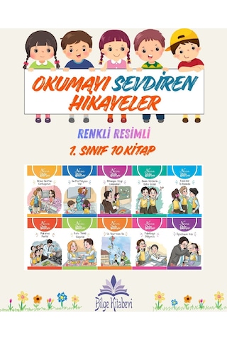 1. Sınıf Okumayı Sevdiren Renkli Resimli Hikayeler 3 - 10 Kitap