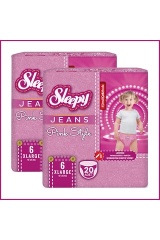 Sleepy Pink Jeans Külot Bez 6 Numara Xlarge 2'li Jumbo 40 Adet