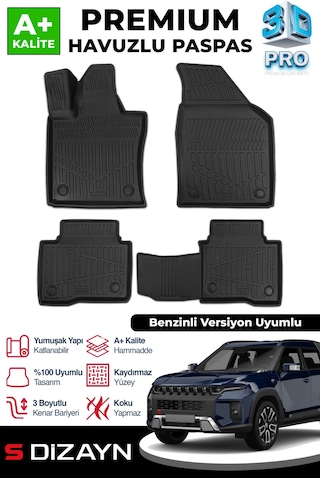 S-dizayn Ssangyong Torres Benzinli 3d Pro Havuzlu Paspas 2023 Üzeri A+ Kalite