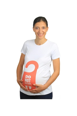 Mummy's Baby Hamile Tişört Do Not Disturb Beyaz 7952
