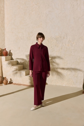 Aker Bordo Gömlek Yaka Pijama Üstü Bordo Bordo