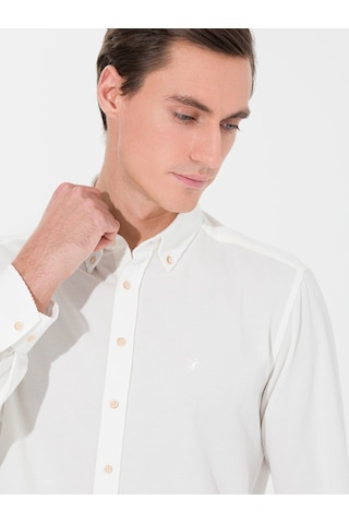 Cacharel Ekru Slim Fit Uzun Kollu Gömlek 15469610