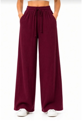 Comeor Comedy Bel Lastikli Geniş Paca Bordo Pantalon