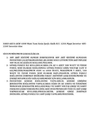 6kva 6kw 6000 Watt Tam Sinüs Akıllı H.v. 120a Mppt İnverter 48vdc-220vac 6000 W İnvertör