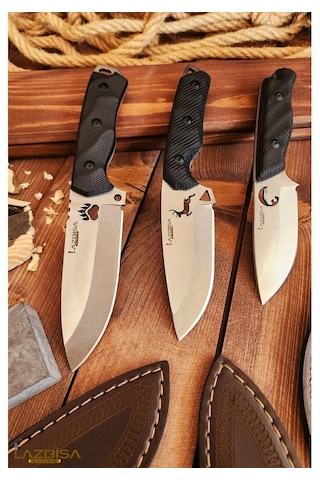 Lazbisa Outdoor Piknik Kamp Bıçağı Bıçak Kılıflı Mutfak Bıçağı Çakısı Siyah