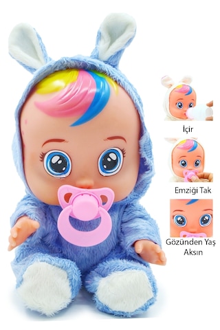 Ağlayan Ve Konuşan Et Bebek 20 Cm Su İçen Bebek Oyuncağı 3+ Yaş Mavi Ağlayan Ve Konuşan Et Bebek 20 Cm Su İçen Bebek Oyuncağı 3+ Yaş Mavi