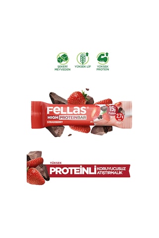 Fellas Yüksek Protein Bar Çilekli 45 x 12 Adet