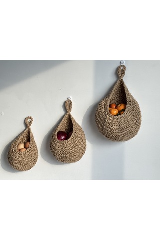 Yystore Duvara Monte Meyve Ve Sebze Saklama Çantası 3 Parçalı Set