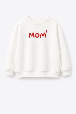 Monila Unisex Çocuk Anne Baskılı 3 İplik Kumaş Pamuklu Sweatshirt Ekru