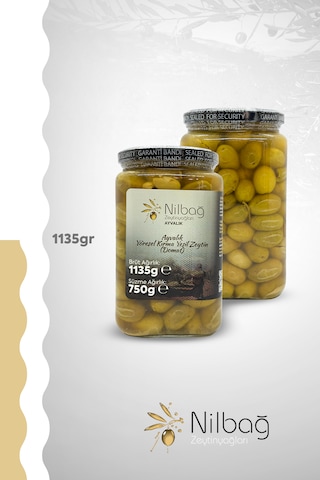 Nilbağ Zeytinyağları Ayvalık Yöresel Kırma Yeşil Zeytin Domat Cam 850 G