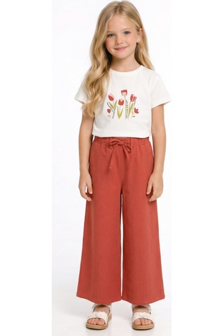 Xo Kids Kız Çocuk 3lü Alt Üst Kombin Takmı 4-8 Yaş Set0513 Kiremit
