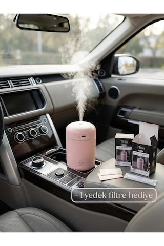 Araç Içi Mini Hava Nemlendirici Led Işıklı Taşınabilir Ultrasonik Buhar Makinesi + 1 Yedek Filtre