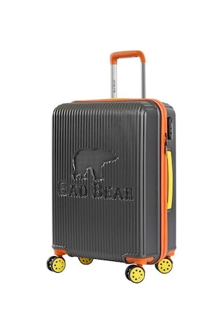 Bad Bear Logo Suitcase 23.01.80.002kg Koyu Gri Orta Boy Tekerlekli Abs Valiz 64 Lt. Koyu Gri