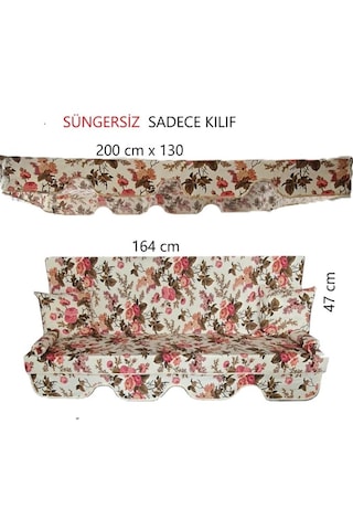 3 Kişilik Lüks Salıncak Kılıf Seti Süngersiz İngiliz Gülü KARIŞIK
