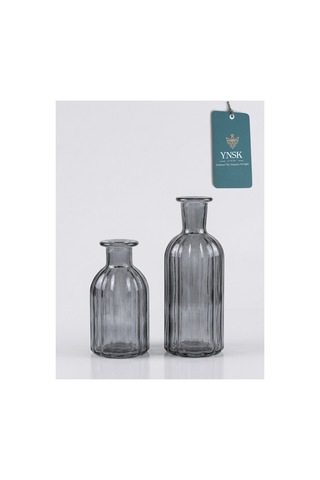 Chacha Home Luxury Nordıc 2 'li Minimalist İthal Dekor Cam Vazo Füme