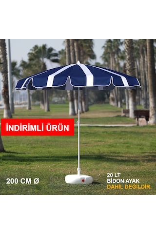 Lacivert - Beyaz Plaj Şemsiyesi 200 Cm Ø