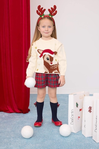 DeFacto Kız Bebek Bisiklet Yaka Yılbaşı Temalı Triko Kazak C8418A524WNBG744 Bej