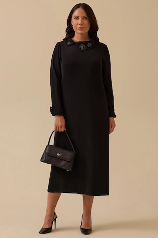 Galaxi Kadın Büyük Beden Dikiş Desenli Tunik 4006 Siyah Siyah