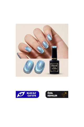 Misyul Uv Led Kalıcı Oje Nail Art 15 Ml Blue Elf Cat Eye Ec03