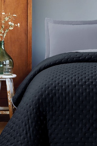 Varol Kapitoneli Çift Taraflı Yatak Örtüsü 240x260 Cm Siyah Siyah