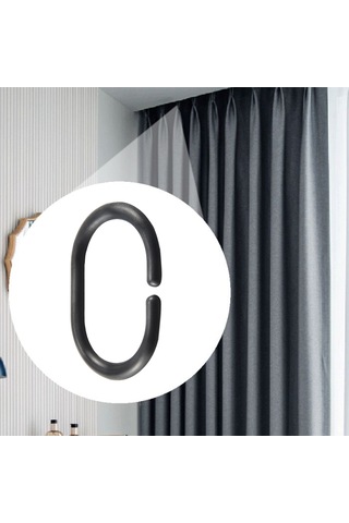 24 Adet Duş Perdesi Halkası Plastik Duş Perdesi Kancaları Siyah