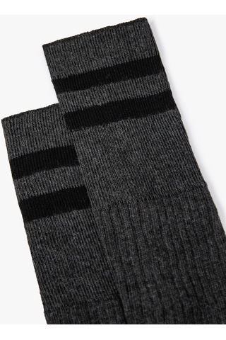 Koton Uzun Soket Çorap Şerit Detaylı Dokulu Antrasit 4wak80563aa 4WAK80563AA931 Antrasit