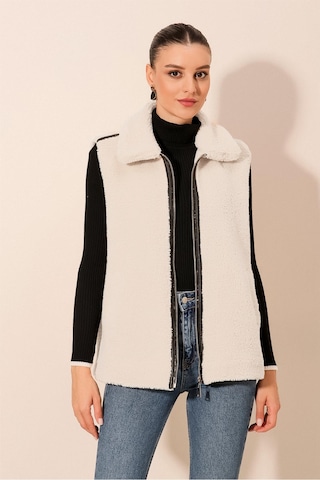 Bigdart 6793 Peluş Yelek - Beyaz