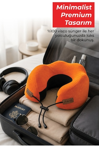 Viscofoam Cosy Ortopedik Seyahat Yastığı Visco Boyun Destekli Seyahat Yastığı - Turuncu | Ergo Travel