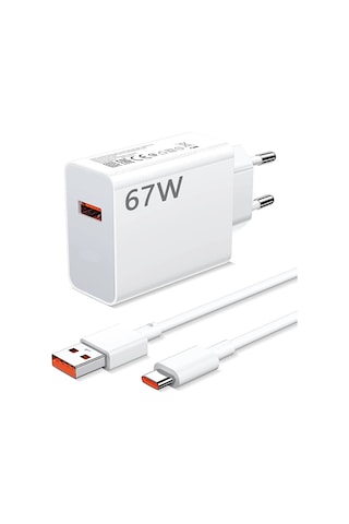 Redmi 13c 67 Wolt Turbo Hızlı Şarj Aleti Cihazı Kablo Adaptör 2'li Set Type-c To Usb