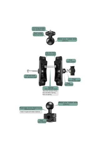 Gopro, Insta360, Djı Ve Diğer Aksiyon Kameraları İçin 6cm Biyel Sabit Motosiklet Montaj Tutucu Siyah Diğer Çok Renkli