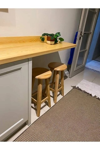 Ahşap Tabure Naturel Rengi 45 Cm