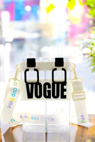 Çift Bölmeli Vogue Matara Beyaz, 900 Ml Çift Kapaklı, Pipetli