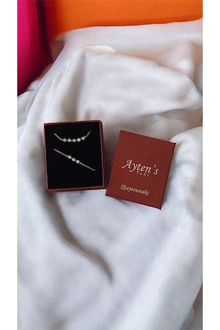 Doğal Ay Taşı Kolye Bileklik Set Beyaz 23758642