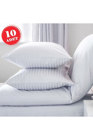 Caqqa 10 Adet Çizgili Saten Yastık Kılıfı 50 X 70 Cm
