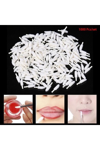 1000 Adet Tek Kullanımlık Dudak Fırçası Ruj Çubuğu Makyaj Araçları İçin Pamuklu Başlık