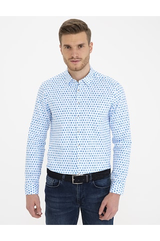 Pierre Cardin Erkek Saks Desenli Gömlek 50232974-vr045 Saks