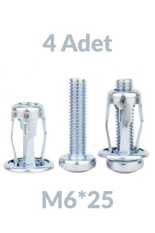 M6x25 Sac Arkası Açılır Somun Kaporta Tipi Petal Somun M6