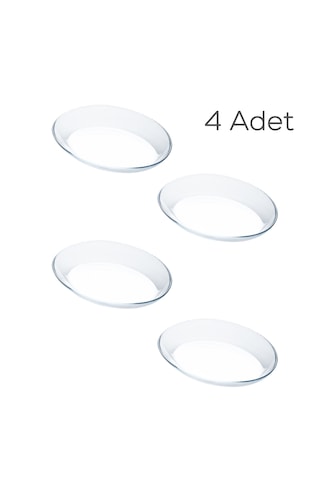 Paşabahçe 10357 4 Lü Oval Cam Sunum Servis Tabak Seti 21x16 Cm