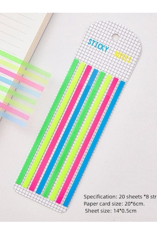Şeffaf Renkli Yapışkan Not Kağıtları Defter Yer İmleri Etiket Ayraç Sticky Notes Uzun Şeritler Renk 5