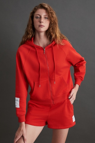 Lyka  Kadın Organik Pamuk 3 Iplik Içi Şardonlu Süs Etiketi Detaylı Regular Kırmızı Sweatshirt