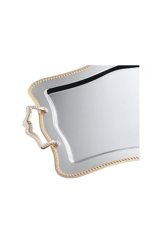 Nehir Zincir Altın Paslanmaz Çelik Tepsi Çay Tepsisi - Servis Tep